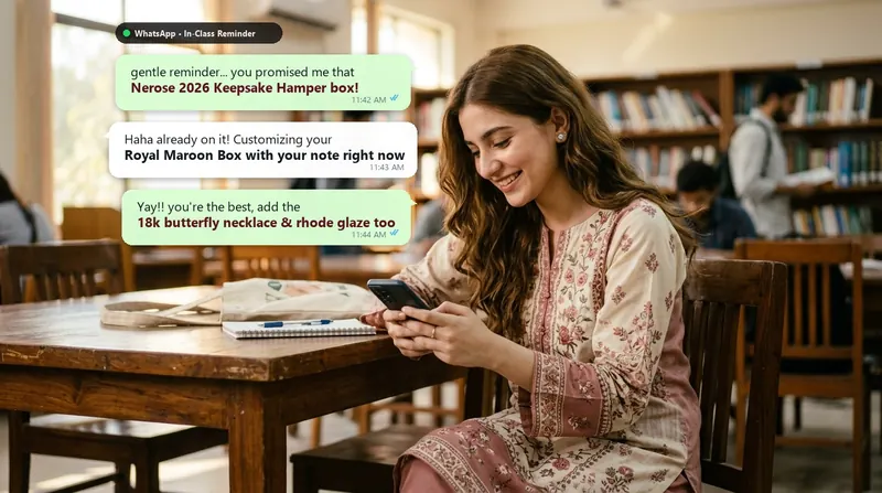 Pakistani Teen Student Reminding Him to Send Nerose Keepsake Hamper